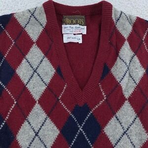 Vintage Roots Sweater Vest Mens XXS‎ Argyle Lambswool Scotland Intarsia 90s